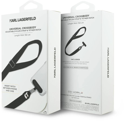 Rrip telefoni Karl Lagerfeld Crossbody Strap Nylon Karl Patch, najlon, i rregullueshëm, i zi