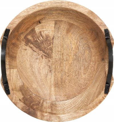 Enë dekorative Atmosphera Wild Mango Tree Bowl, dru mango 30cm, me doreza hekuri, bezhë