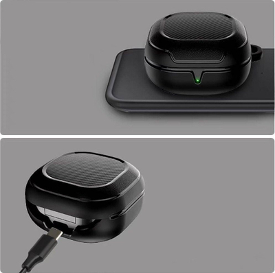 Mbulesë Tech-Protect Rough Carbon për Samsung Galaxy Buds 2 Pro 2 Live Pro, termoplastike, me karabinë, e zezë