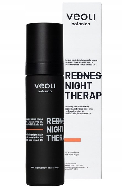 Ноќна маска за лице Veoli Botanica Redness Night Therapy, смирувачка, осветлувачка