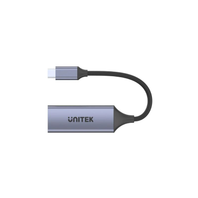 Адаптер USB C Unitek U1323A, Gigabit Ethernet, Power Delivery 100W, сива боја