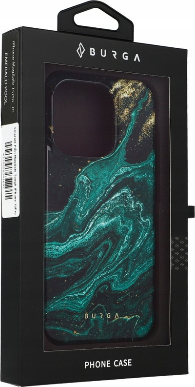 Futrollë 3MK Burga Tough MagSafe për iPhone 15 Pro, dizajn Emerald Pool, jeshile