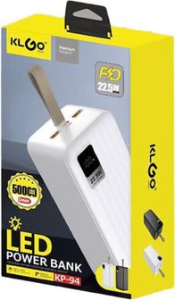 Power bank 50000 mAh, bardhë/zezë. KLGO