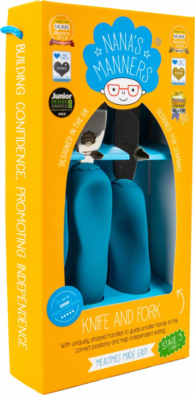 Set piruni e thike për kalamaj Nana's Manners Stage 3, ergonomik, 3–9 vjeç, blu
