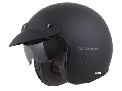 Helmetë moto CASSIDA Oxygen 2.0 Solid, open face, vizor dielli, e zezë mat gri e errët