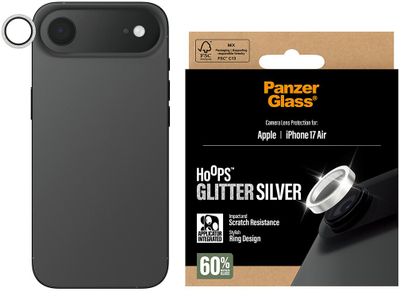 Mbrojtës kamere PanzerGlass Hoops, për iPhone Air, glitter argjendi