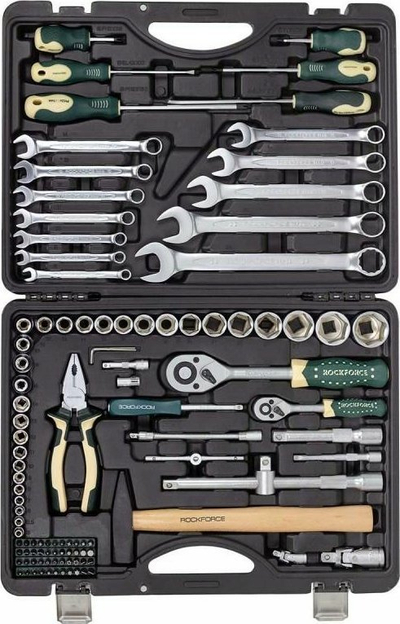 Set veglash Rockforce RF-41101-5, 110 copë, 1/2" 1/4", me kuti plastike