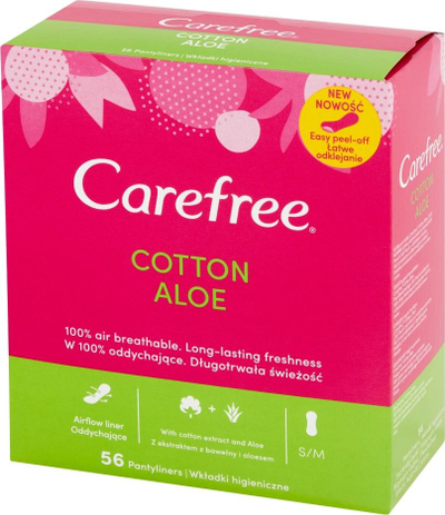 Peceta higjienike Carefree Cotton Aloe, 56 copë