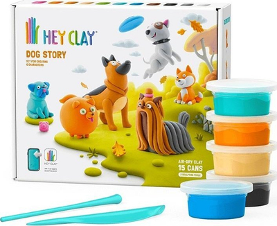 Set plasteline Tm Toys Hey Clay Dogs, 15 doza, shumëngjyrëshe
