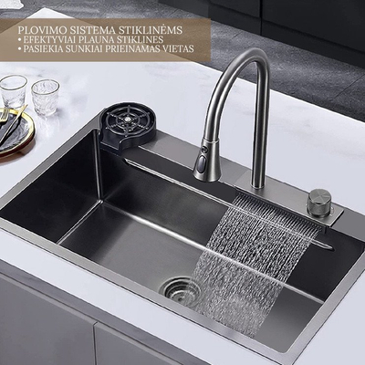 Lavaman kuzhine Masterjero ACS6046, inox PVD, me mikser 3 funksione, gri e errët