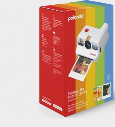 Aparat за моментални фотографии Polaroid Go Gen 2 E-Box, со филм, USB-C, бел