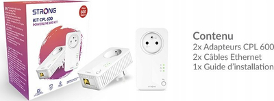 Powerline адаптер Strong Powerline 600 Kit, 600Mb, сет со 2 парчиња, бел