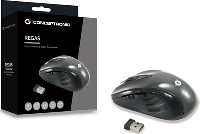 Безжичен глушец Conceptronic CLLM5BTRVWL, 6 копчиња, DPI 8001600, црн