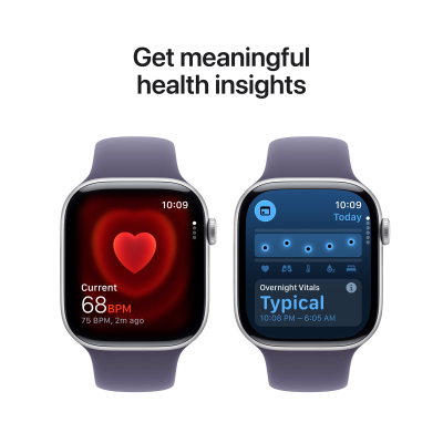 Apple Watch Series 11 GPS 46mm Silver Aluminium Case with Purple Fog Sport Band, M/L