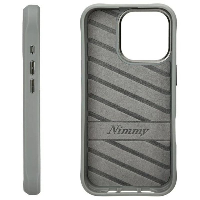 Kuti Nimmy Cool & Cute Bear mbrojtëse për iPhone 16 Pro 6.3", silikon, gri