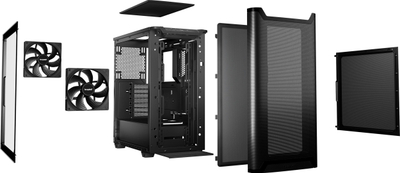 Kuti kompjuteri Be Quiet Pure Base 501 Airflow, ATX, me xham t'kalit, e zezë
