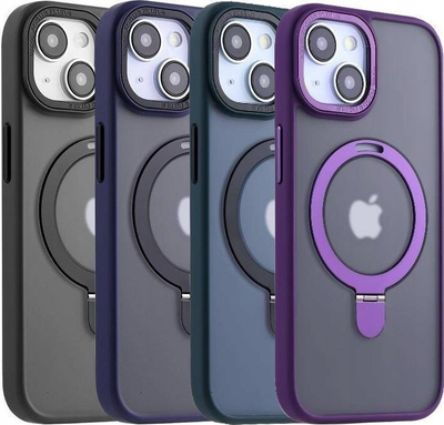 Mbulesë telefoni MX Kickstand MagSafe për iPhone 14 Pro Max 6.7", me këmbë mbajtëse, gjysmë e tejdukshme, blu