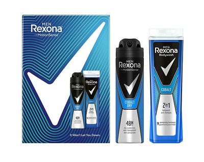 Сет за тело Rexona Cobalt, гел за туширање и шампон 2 во 1 250 мл + Антиперспирант, 150 мл