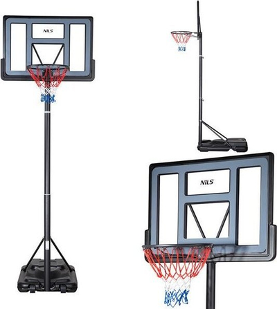 Kosh basketbolli NILS ZDKA21, lartësi e rregullueshme 2.9 3.67 m, bazë 75 L me rrota, shumëngjyrësh