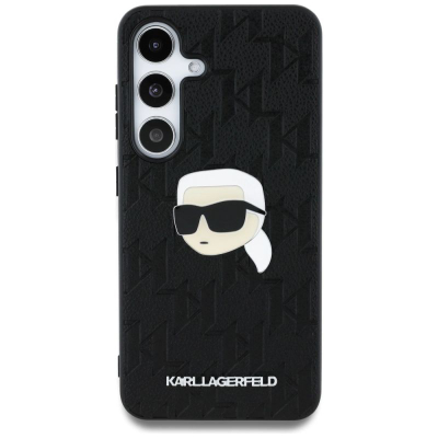 Kapak telefoni Karl Lagerfeld KLHCS25SPGKLKIPK për Samsung S25, PU, monogram K. Head, i zi