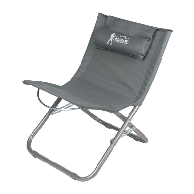 Karrige plazhi palos që bëhet sheshlong Royokamp Folding Beach Chair Lounger, me jastëk, gri