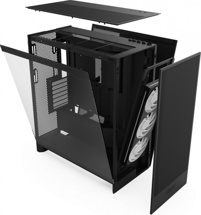 Куќиште за компјутер Nzxt H7 Flow RGB, Црна, Midi Tower