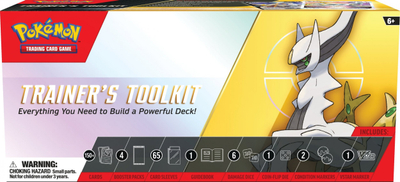 Set letra Pokémon TCG Trainer’s Toolkit 2023 Arceus, 150+ letra, 4 booster packs, shumëngjyrësh