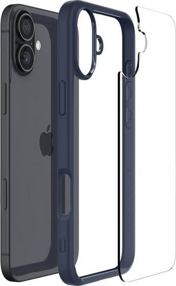 Kapak telefoni Spigen Ultra Hybrid për iPhone 16, mbrojtëse transparente, blu navy