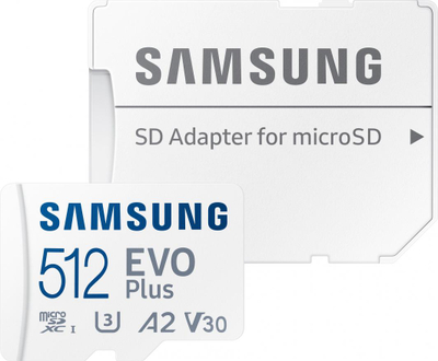 Kartë microSD Samsung EVO Plus 2021 MicroSDXC (MB-MC512KA/EU), 512 GB, e bardhë