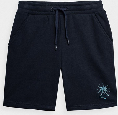 Pantallona të shkurtra çunash 4F Jr 4FJSS23TSHOM047, pambuk, me litar në bel, blu navy