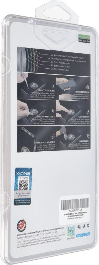 Xham mbrojtës X-One Extreme Shock Eliminator 4th Gen, për iPhone 15 Pro Max, transparent