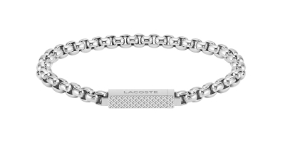 Byzylyk burrash Lacoste L'Essentiel, çelik inox, zinxhir box, argjendtë
