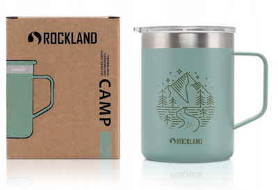 Filxhan termik Ter Camp Mug, i izoluar, kapak kundër derdhjes, jeshil