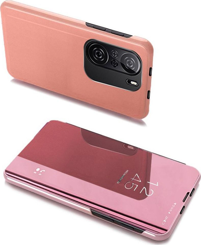 Këllëf telefoni Clear View për Xiaomi Redmi K40 Pro F3, me kapak që paloset, rozë
