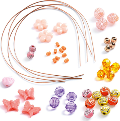 Set artizanal për diadema me rruaza DIY, 4 diadema, shumëngjyrësh