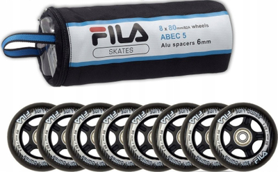 Set rrota patinash inline Fila Primo Line, 80mm, ABEC 5 82A, të zeza