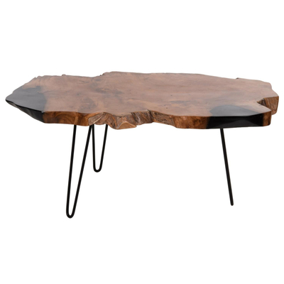 Tavolinë për kafe Glaze druri teak (HM9750), zezë