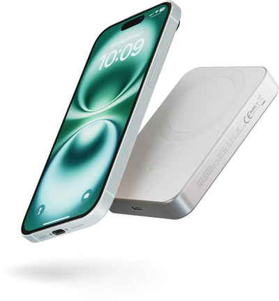 Power bank ZENS Slim Qi2 алуминиум, 10000mAh, безжично полнење, бел