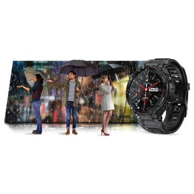 Smartwatch Giewont GW430-1, sportiv, që s’e ha uji, i zi