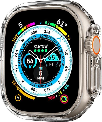 Kuti mbrojtëse Spigen Thin Fit për Apple Watch Ultra 49mm, polikarbonat, transparente