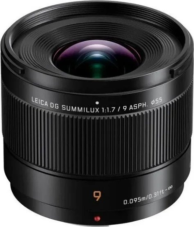 Objektiv Panasonic Leica DG 9mm F1.7 Summilux ASPH H X09E, për MFT, autofokus i shpejtë, i zi