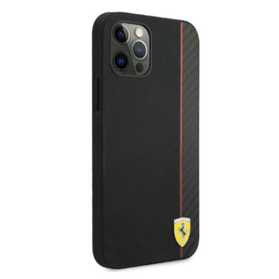 Kapak telefoni Ferrari On Track për iPhone 12 Pro Max, lëkurë, i zi