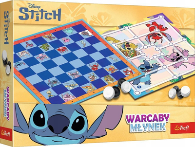 Сет друштвени игри Trefl Checkers and Lilo &amp; Stitch Mill, 2 во 1, за деца