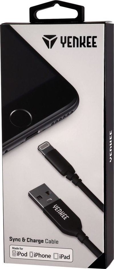 Kabllo USB Yenkee USB A në Lightning, 2m, e zezë