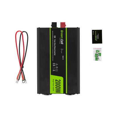 Invertor auto Green Cell INV11, 12W, 12V në 230V, i zi