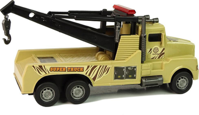 Kamion lodër LeanToys Tow Truck Ndihmë Në Rrugë, shkalla 1:10, me litar tërheqës, kafe ushtarake