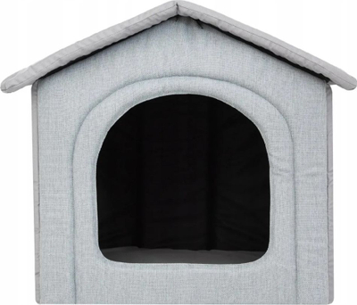 Shpi tekstili për qen Hobbydog R4, 60x55 cm, çati me zinxhir, gri e hapur