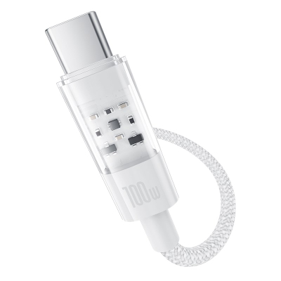 Кабел Baseus Transparent USB C во USB C, 100W PD, брзо полнење, проѕирен