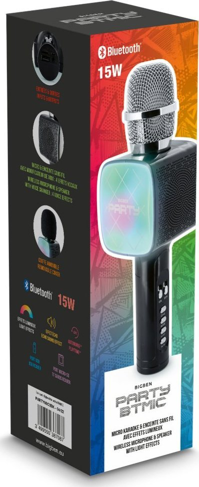 Mikrofon karaoke BigBen Party BTMIC, Bluetooth, 15W, i zi