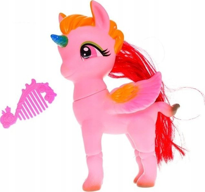 Figurë lodër Unicorn, 20 cm, plastikë, rozë me shumë ngjyra
